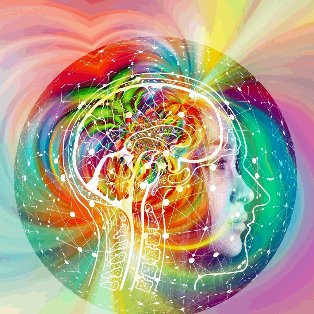 “Meditative figure surrounded by cosmic light, representing intuitive connection”