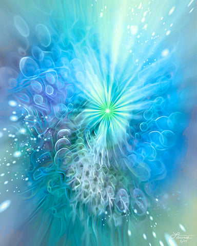 “Abstract representation of the mind and intuition as interconnected lights”